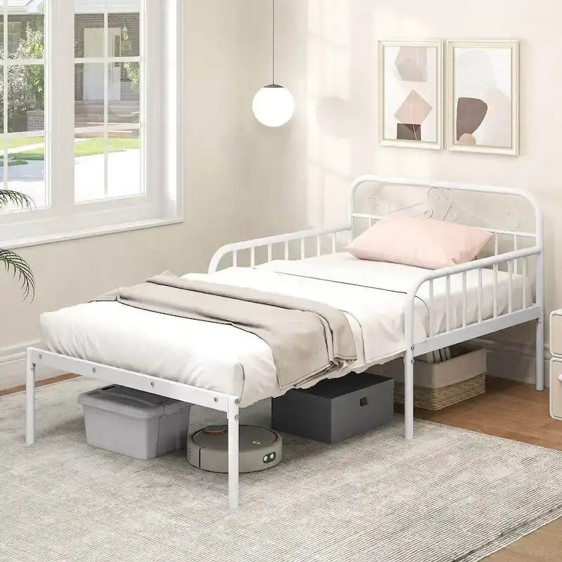 Letto da giorno in metallo, estensibile fino alla misura singola, robusto - Vedi dettagli