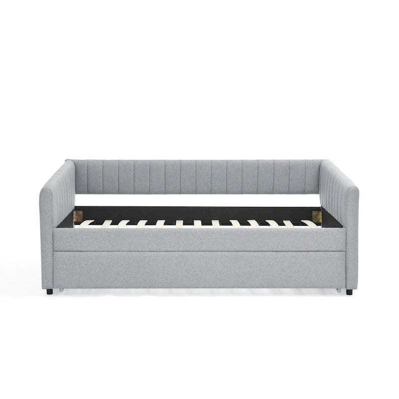 Leżanka z lnu w rozmiarze Twin z wysuwanym łóżkiem i pionowymi pasami - udźwig 500LB