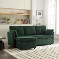 Zielona modułowa sofa narożna 3-osobowa o długości 81,1 z odwracalnym szezlongiem i schowkiem, rozkładana sofa z miękkiego aksamitu do salonu