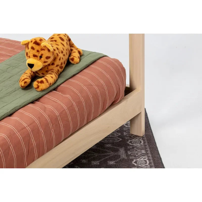 Letto matrimoniale a casetta con base rialzata