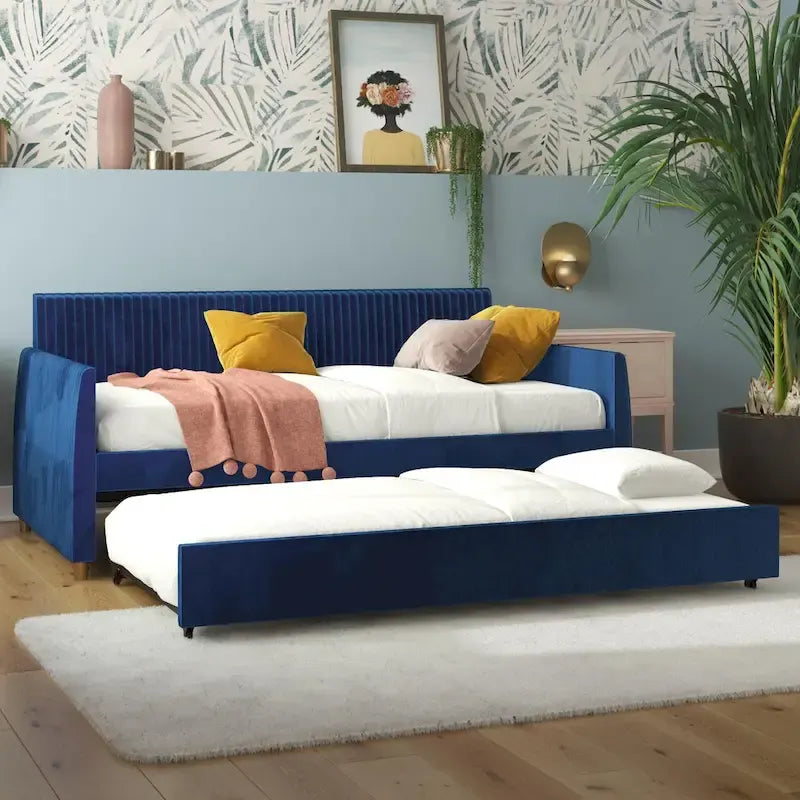 Letto da giorno singolo imbottito con letto estraibile