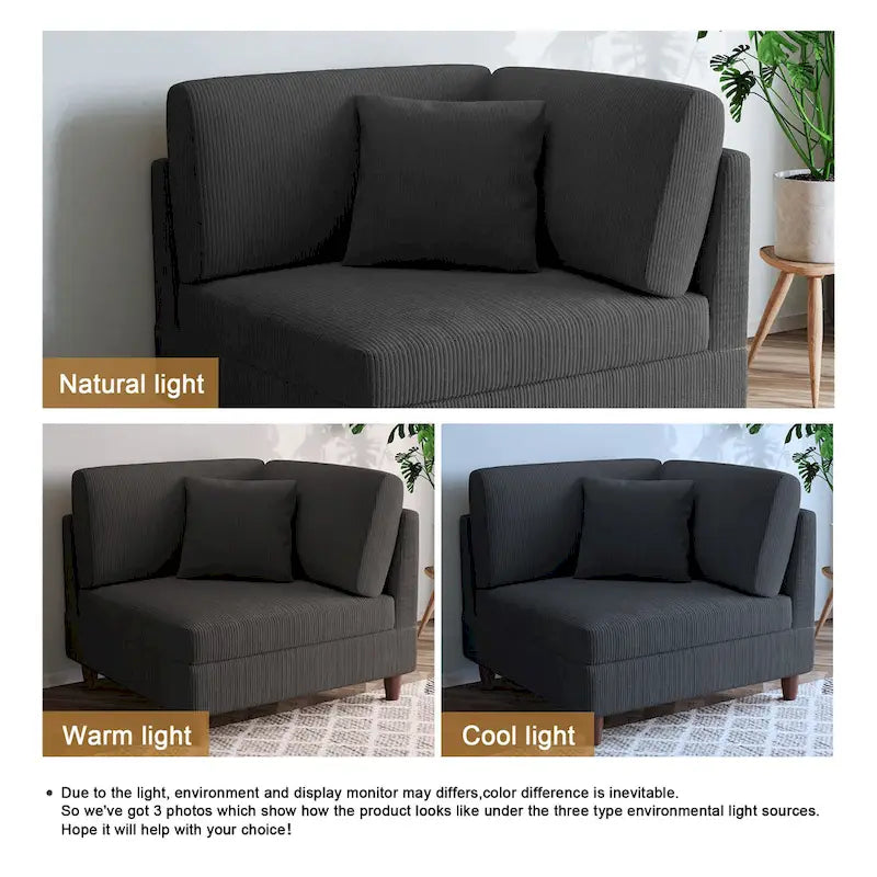 Modułowa sofa sztruksowa o dowolnym układzie i wielu kształtach