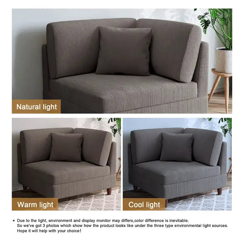 Modułowa sofa sztruksowa o dowolnym układzie i wielu kształtach