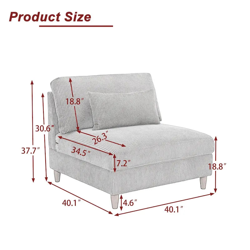 Modułowa sofa sztruksowa o dowolnym układzie i wielu kształtach