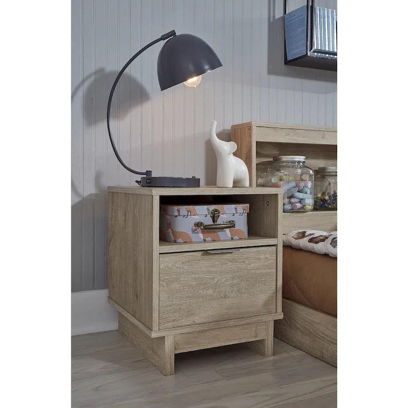 Brown Woodgrain 1-drawer Nightstand