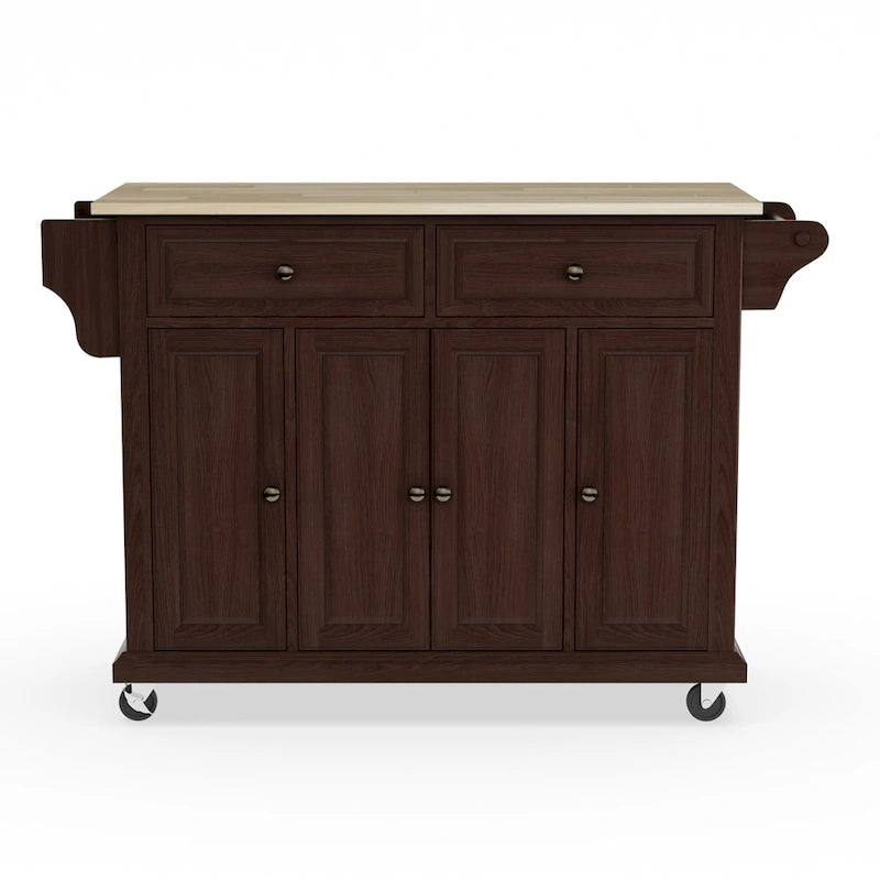 Carrello da cucina/isola in legno di mogano, misura matrimoniale - 18d x 51.5w x 36h