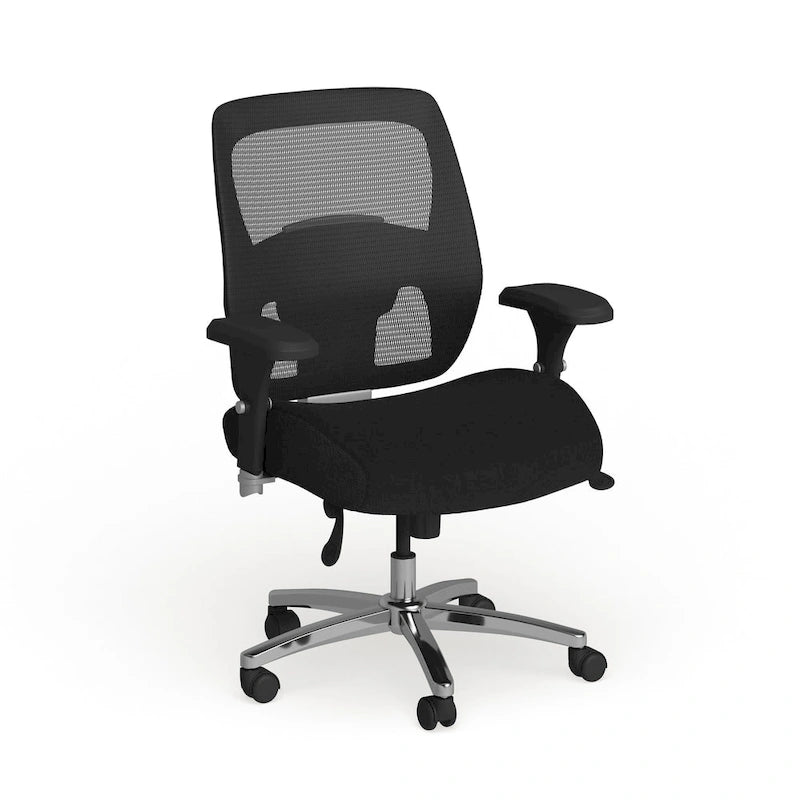 Ergonomiczny fotel biurowy z siatki do intensywnego użytkowania 24/7, dla osób wysokich i o większej wadze, o nośności 500 lb