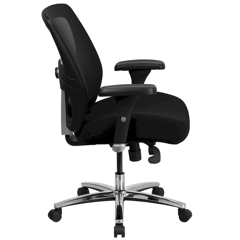 Ergonomiczny fotel biurowy z siatki do intensywnego użytkowania 24/7, dla osób wysokich i o większej wadze, o nośności 500 lb
