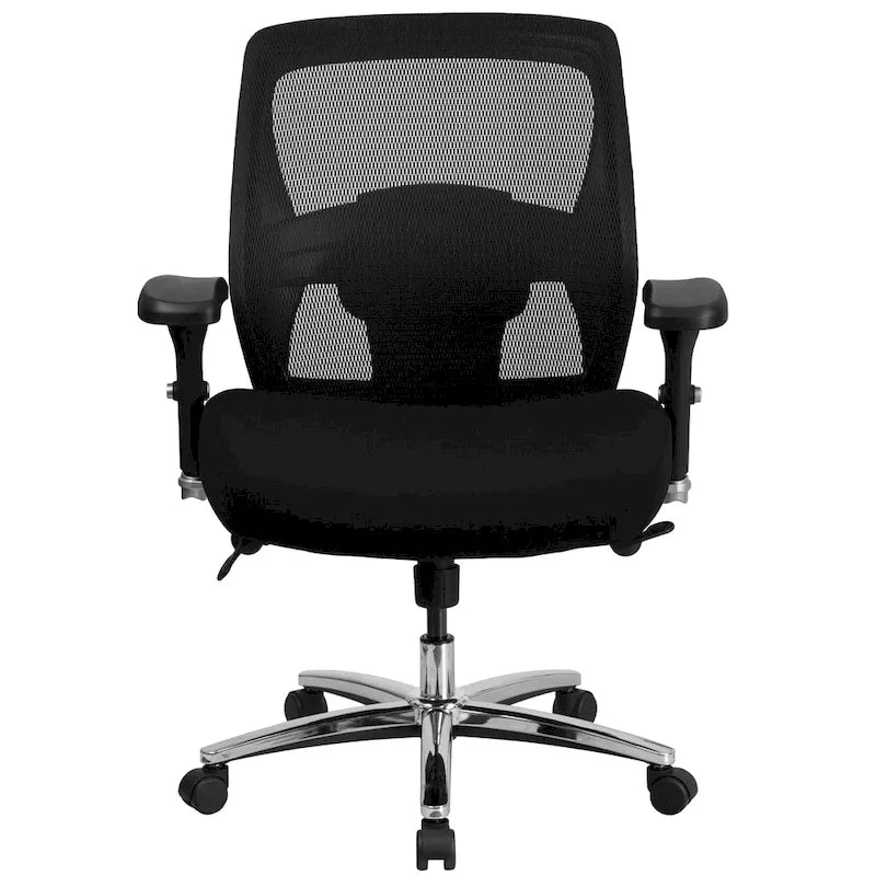 Ergonomiczny fotel biurowy z siatki do intensywnego użytkowania 24/7, dla osób wysokich i o większej wadze, o nośności 500 lb