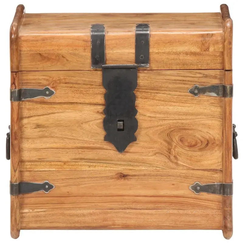 Kufer ze schowkiem i zatrzaskiem do sypialni, z litego drewna akacjowego - 15,7x15,7x15,7 (W x D x H)