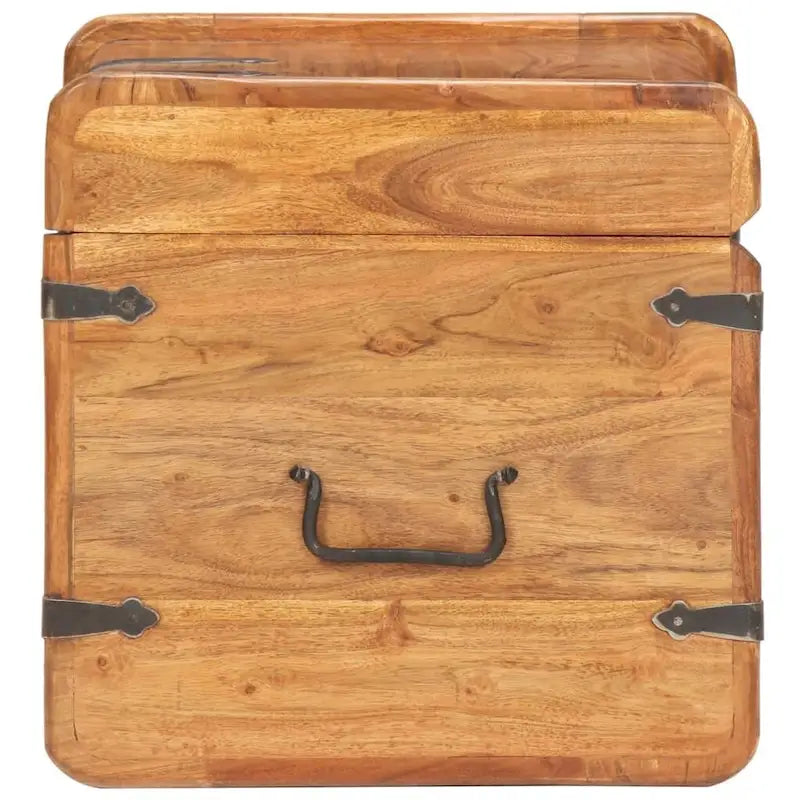 Kufer ze schowkiem i zatrzaskiem do sypialni, z litego drewna akacjowego - 15,7x15,7x15,7 (W x D x H)