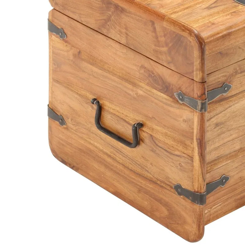 Kufer ze schowkiem i zatrzaskiem do sypialni, z litego drewna akacjowego - 15,7x15,7x15,7 (W x D x H)