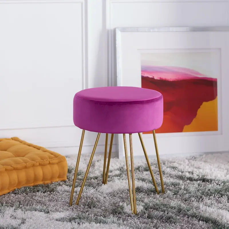 Pouf rotondo con gambe a forcina