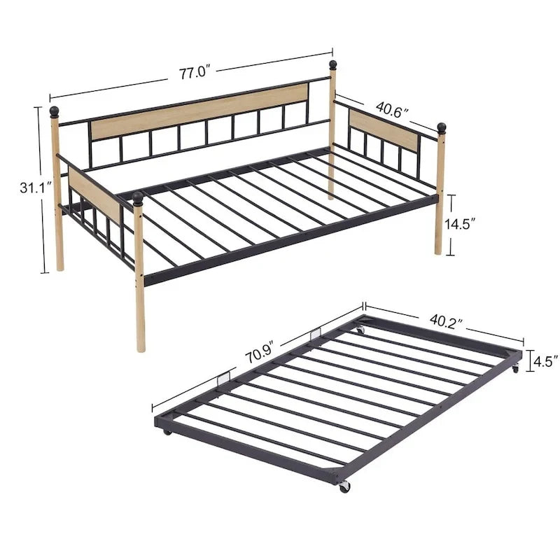 Divano letto in metallo con letto estraibile