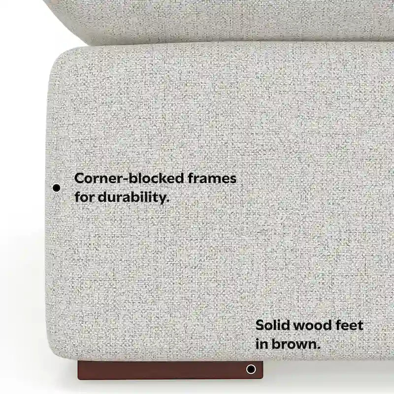 Modułowy zestaw: 3-osobowa sofa i pufa z miękkiej tkaniny szenilowej