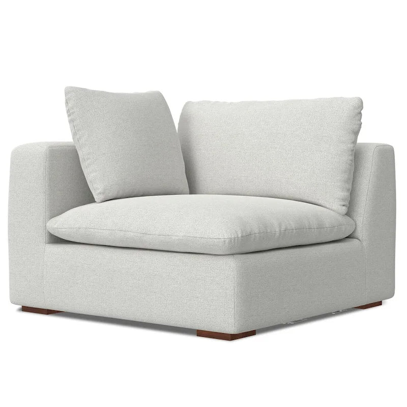Modułowy zestaw: 3-osobowa sofa i pufa z miękkiej tkaniny szenilowej