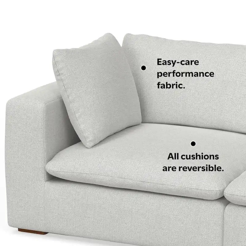 Modułowy zestaw: 3-osobowa sofa i pufa z miękkiej tkaniny szenilowej
