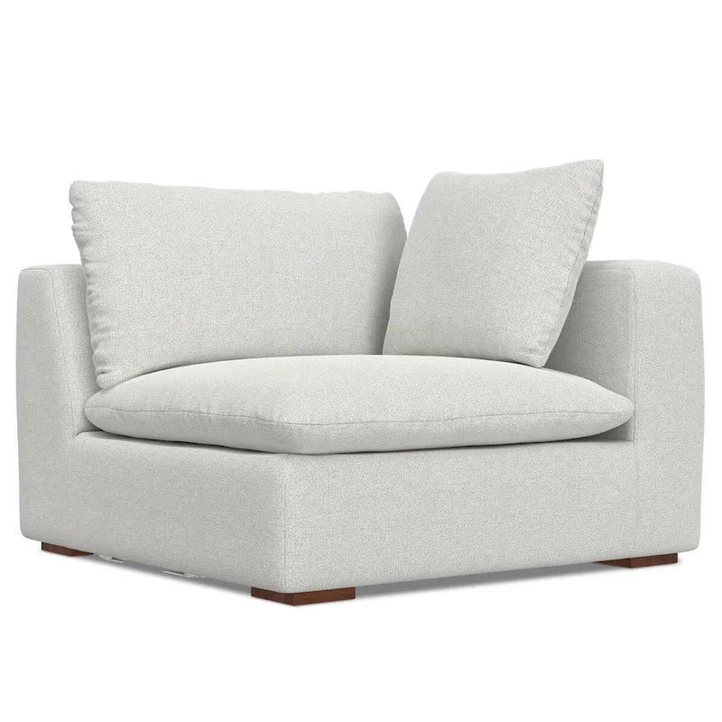 Modułowy zestaw: 3-osobowa sofa i pufa z miękkiej tkaniny szenilowej