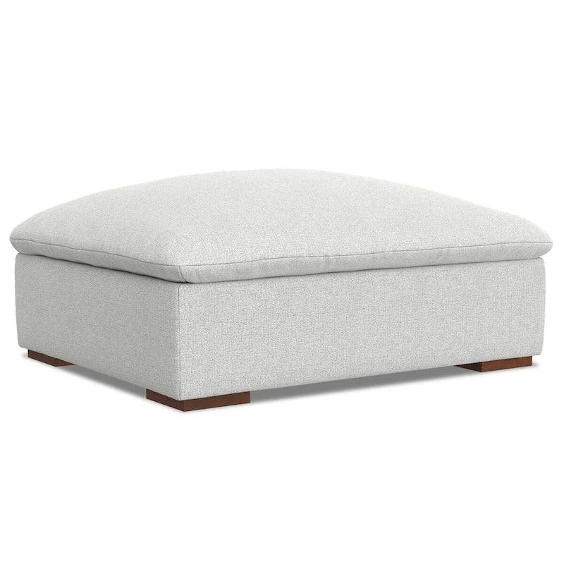 Modułowy zestaw: 3-osobowa sofa i pufa z miękkiej tkaniny szenilowej