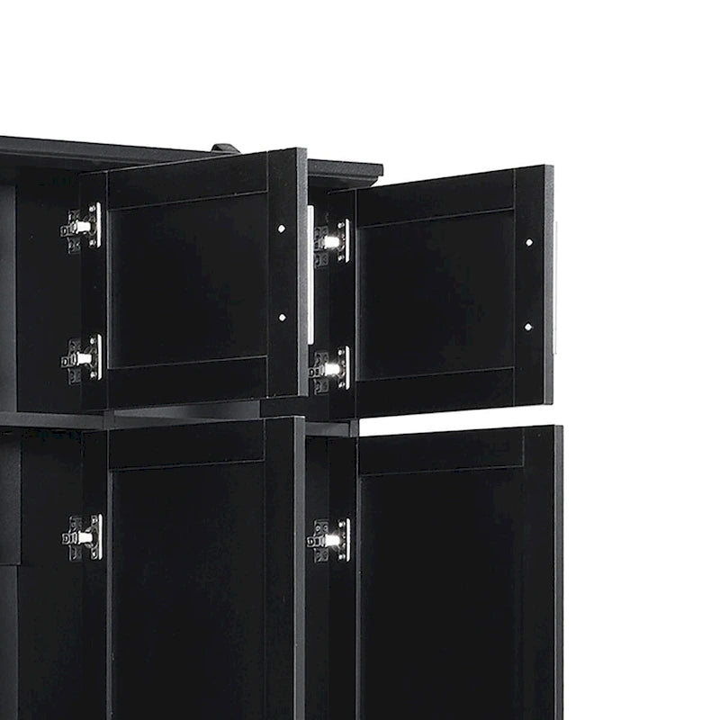 Elegante mobile appendiabiti alto in legno con 8 ante e 4 vani portaoggetti aperti