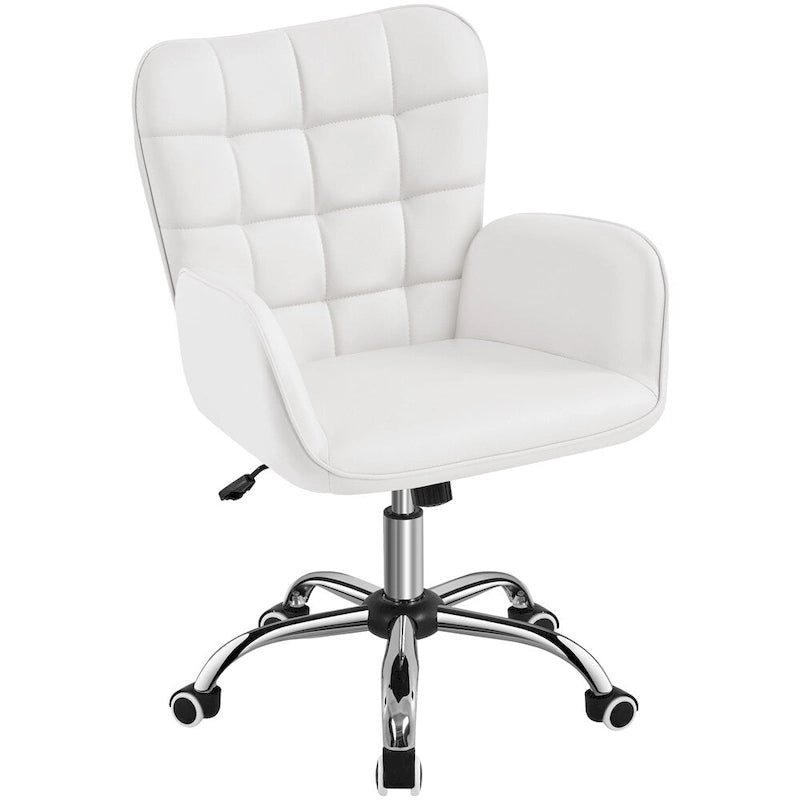 Faux Leather Desk Chair with Padded Armrests Modern Office Chair - N/A