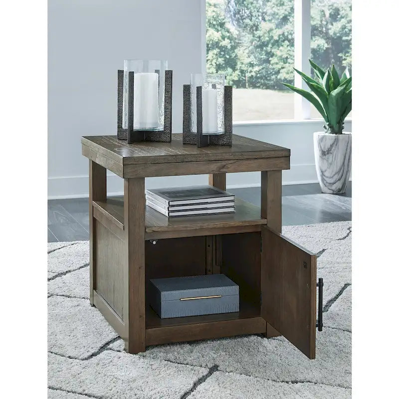 Brązowy stolik boczny - 24W x 26D x 26,63H