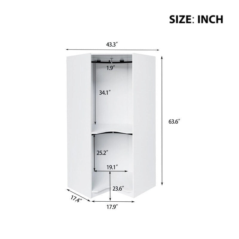 Polygon Corner Wardrobe Hanging Storage Closet Cabinet