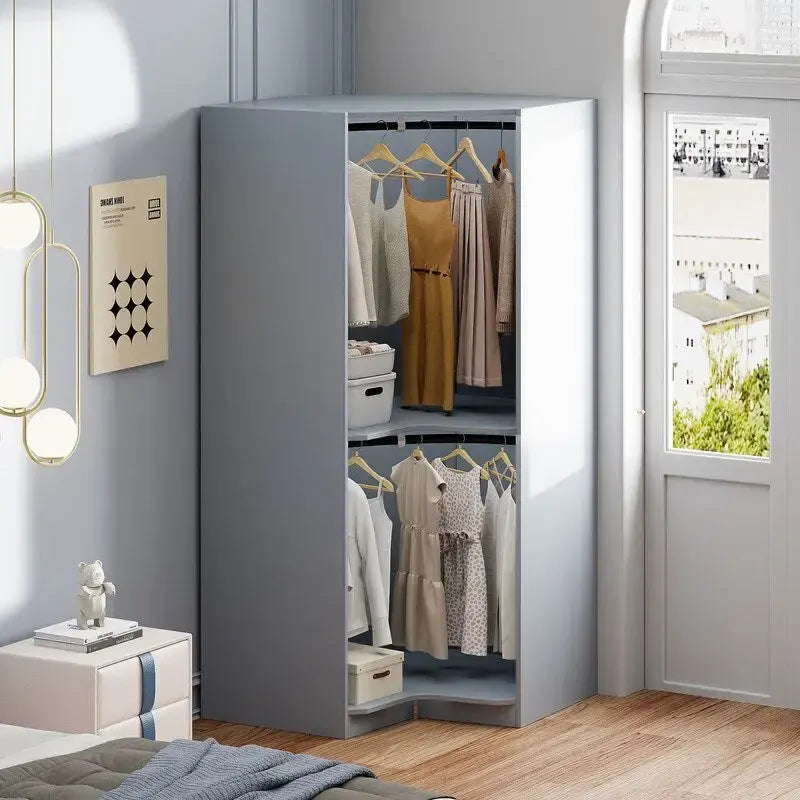 Polygon Corner Wardrobe Hanging Storage Closet Cabinet